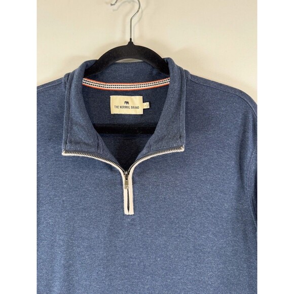 The Normal Brand Mens Sweater Blue 1/4 Zip Mock Neck Pullover Stretch Large - Picture 8 of 13